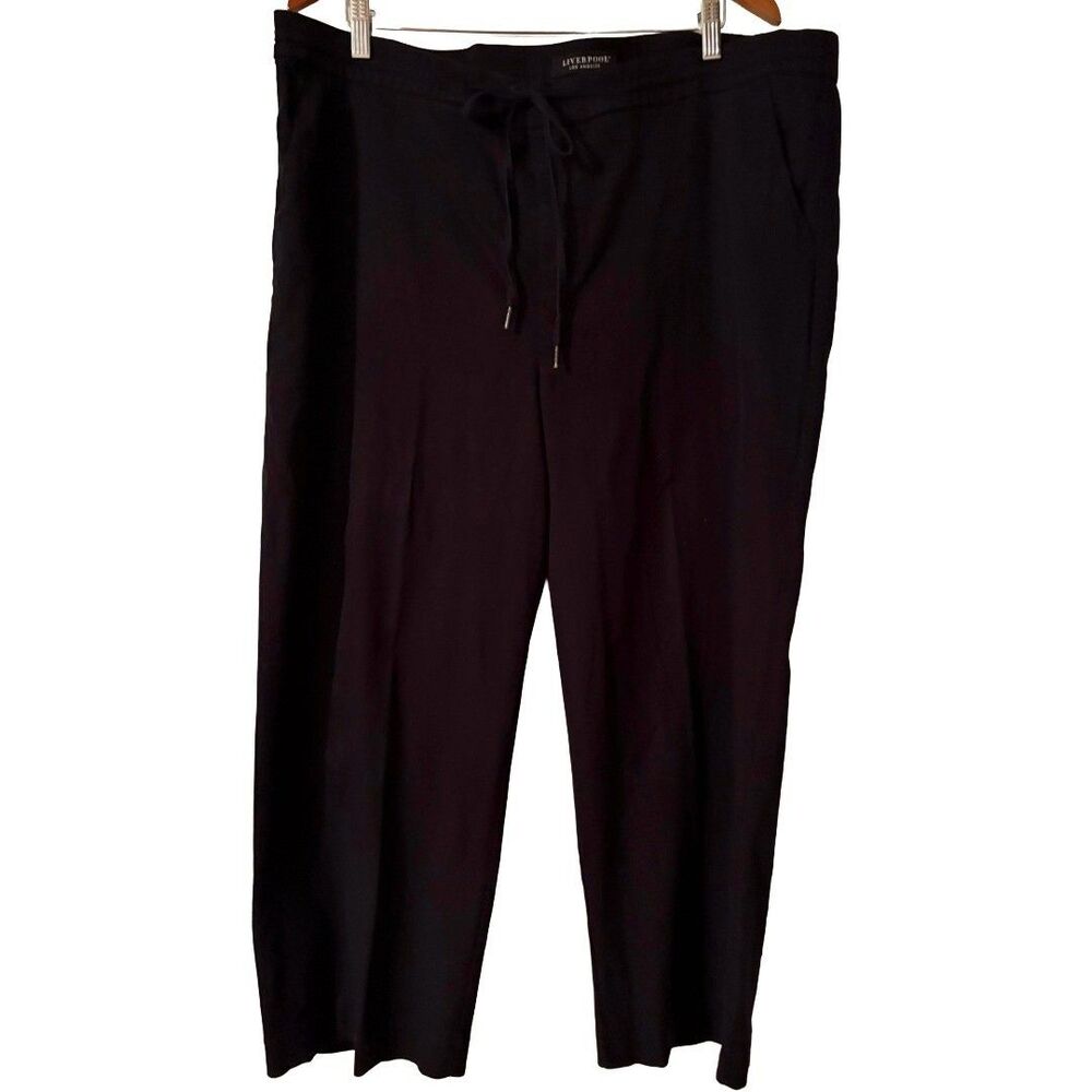 Liverpool Los Angeles Drawstring Wide Leg Pants Women's Size 18 Black - Picture 1 of 6